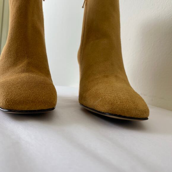 Clorinda Antinori Vera Suede Boots Size 37 or 7 Segale Tan Leather Square Toe - Picture 10 of 15